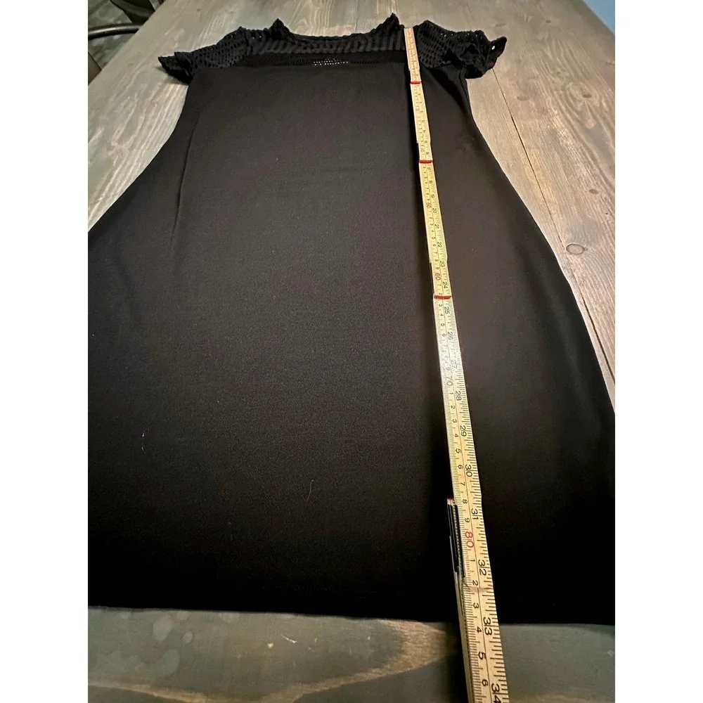 Michael Kors Mesh Top Black Shortsleeve Flowy Midi Pullover Dress‎ Womens Size S